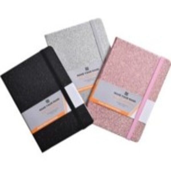 BOOK - JOURNAL A5 GLITTER ELAS+PEN HOLD