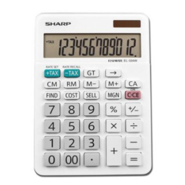 CALCULATOR SHARP MINI DESK EL334WB 12DIG