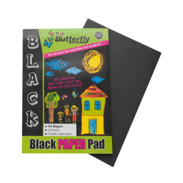 PAPER A4 BUTTERFLY PAD BLACK 50S