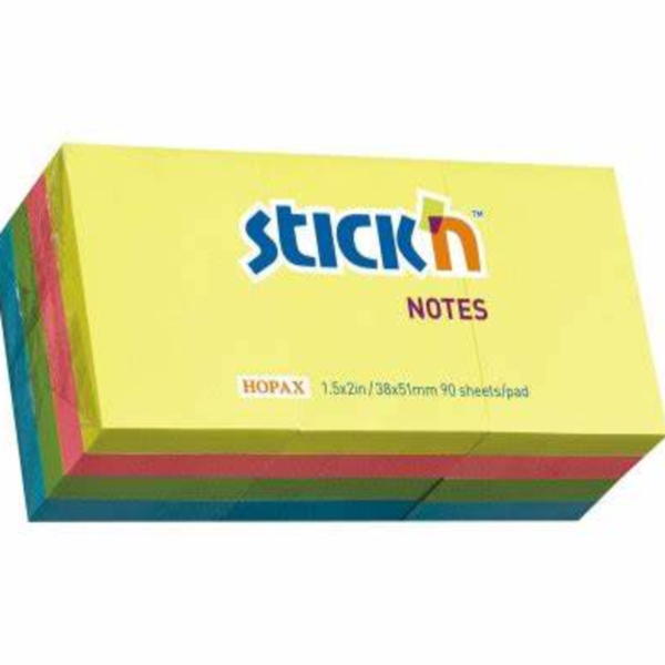 STICKY NOTES STICKN 38X51 NEON MIX 21532 12S